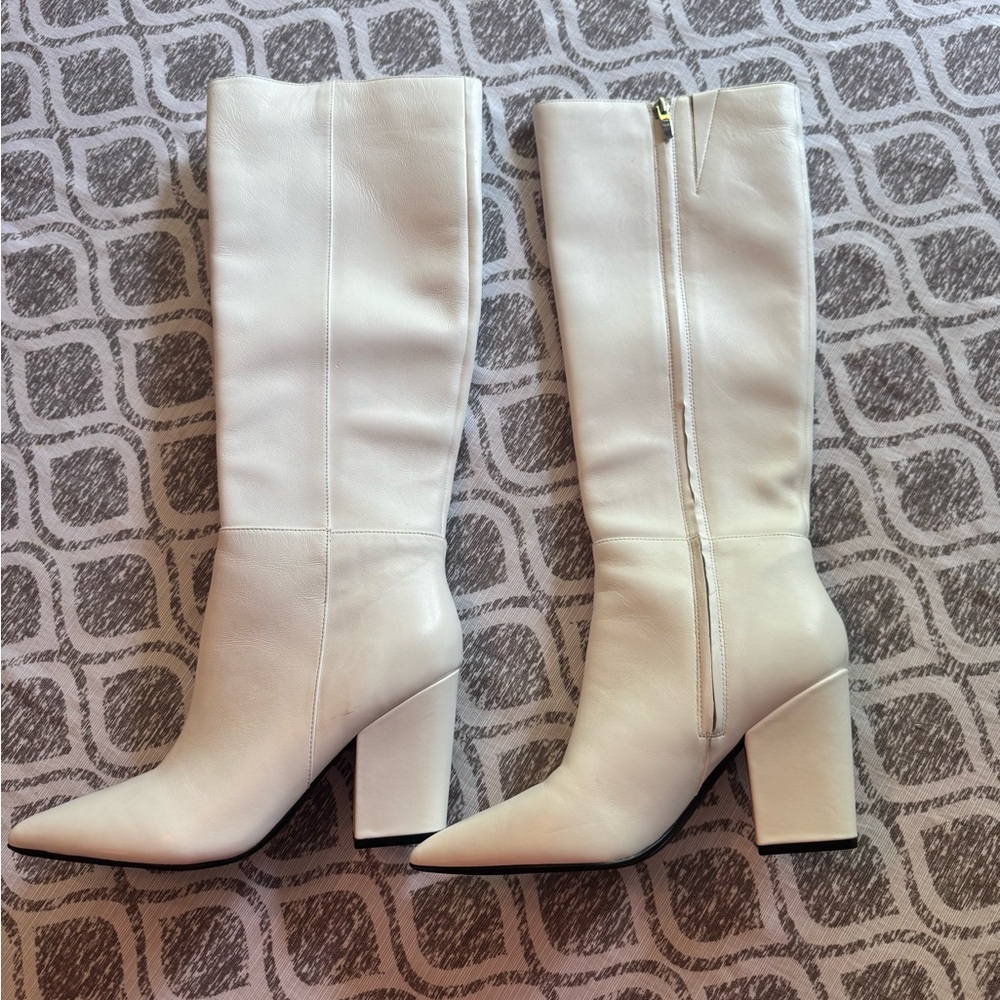 Nine West Elegant White Knee-High Boots
